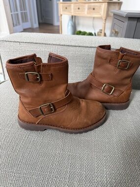UGG Kids Brown Buckle Leather Boots